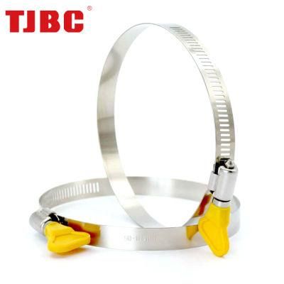 Stainless Steel Hose Clamp with Plastic Handle Key Adjustable Butterfly Hose Clamp for Water Drain Hose Garden Hose, Rubber Pipe, 14-27mm