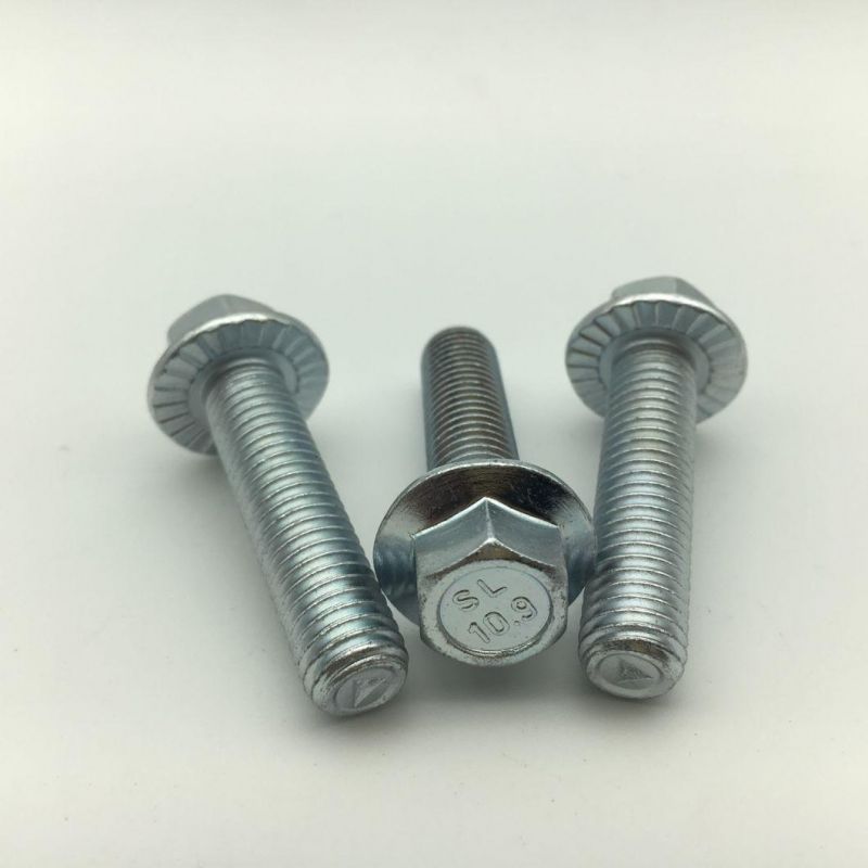 Serration Hex Screw Flange Bolt White Zp Cl10.9