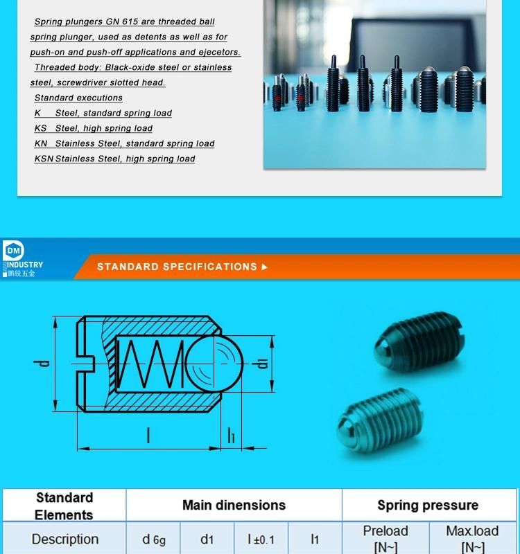 Custom Threaded Spring Loaded Long Plunger Pin