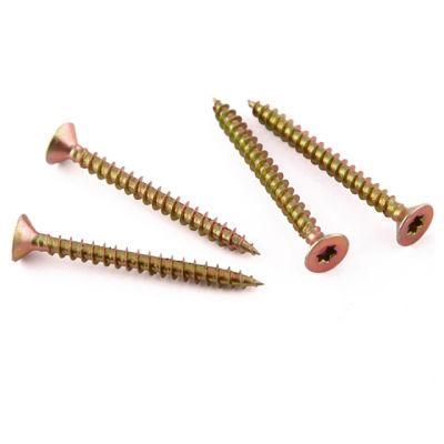 Factory Direct Selling DIN7505 Yellow Zinc Plated Chipboard Screw