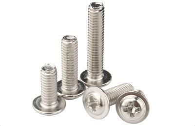 Nickel Plated Cross Round Head Screw with Cushion Screw Bolt Machine Wire Pan Head Screw with Cushion M2 / M2 5m3/M3.5m4m5
