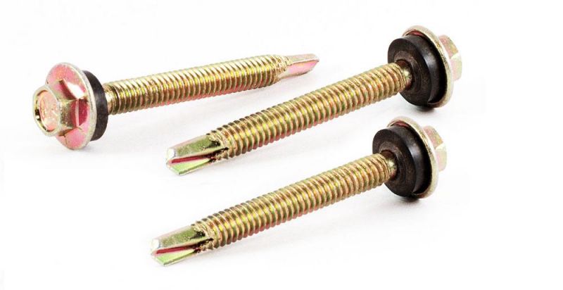 Yellow Zinc Plating Hex Flange Washer Head Self-Drilling Screws for Metal