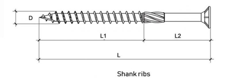 Flat Head U Thread Type 17 Point Bzp Composite Wood Screw