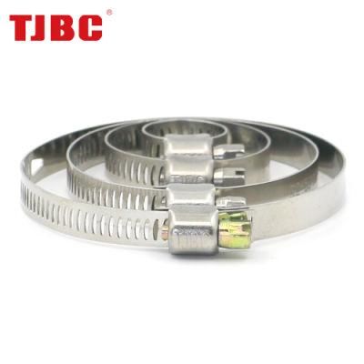 OEM&ODM 8mm Perforated Adjustable All Stainless Steel Small American Type Automotive Water/Gas/Oil Pipe Worm Gear Hose Clamp, 18-32mm