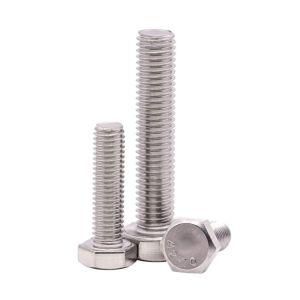 Hex Head Cap Bolts Screws, 304 Stainless Steel, Flat Point, Full Thread