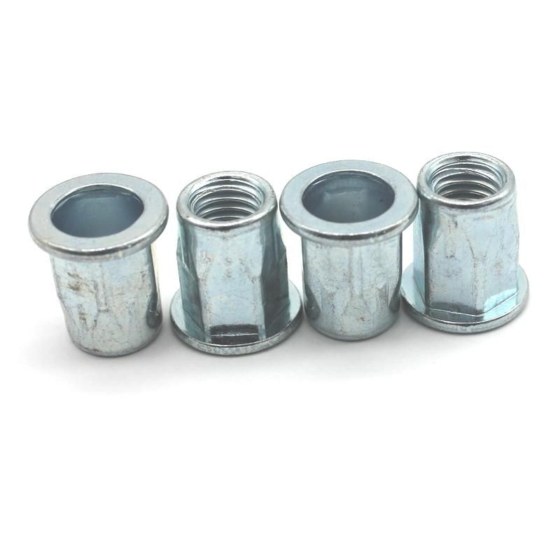 Zinc Plated Flat Head Half Hex Open End Rivet Nut M4-M12