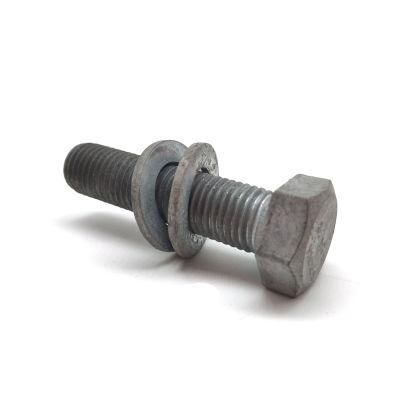 Carbon Steel Grade 6.8 5.8 4.8 M33 M22 Hot DIP Galvanized Power Hex Head Bolt with Washers and Full Thread