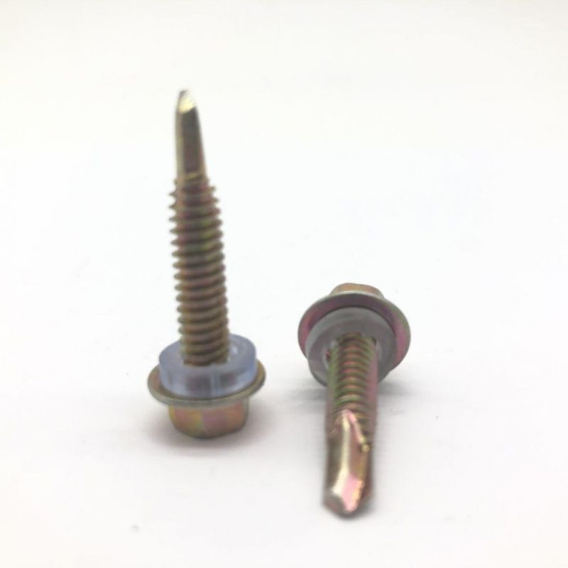 Yellow Zinc Drilling Screw Tapping Screw with Plastic Washer