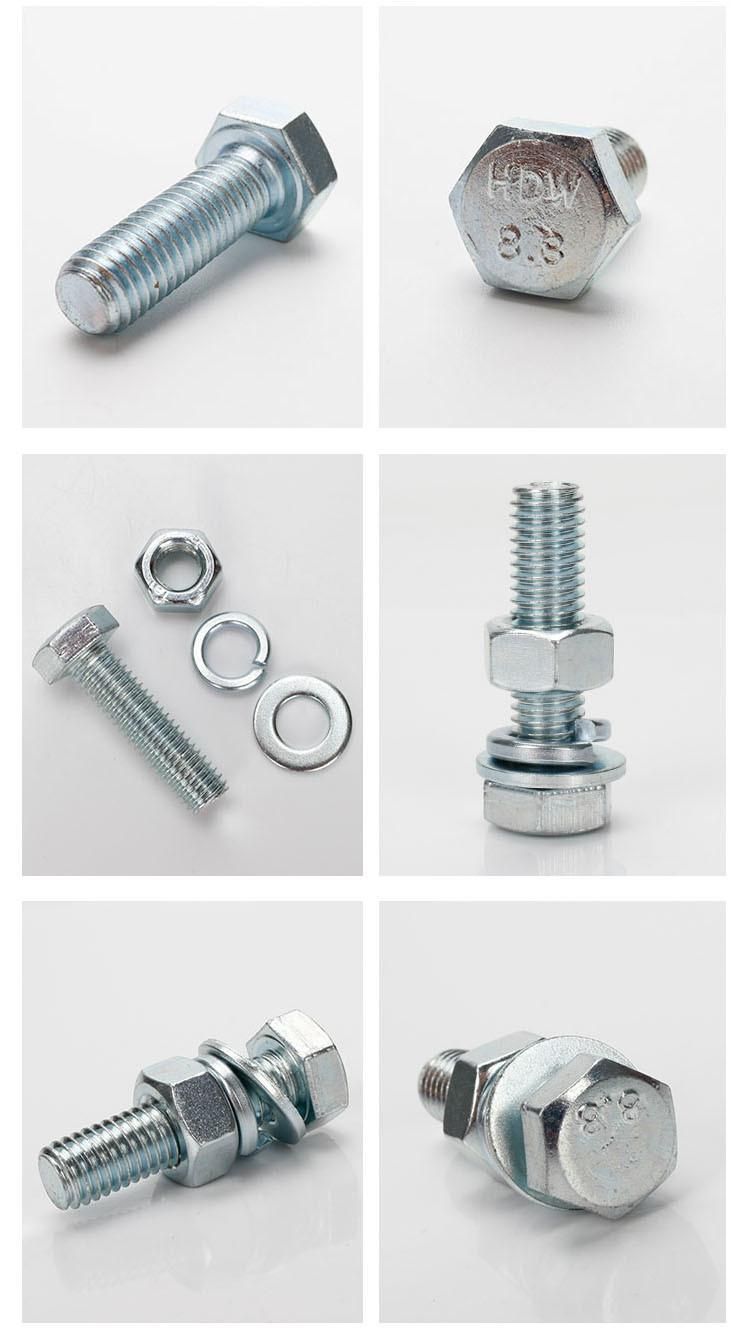 Zp Medium Carbon Steel 8.8 Hex Head Bolts with Full Thread