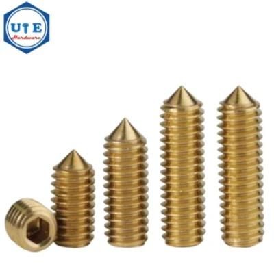 DIN914 Metric Brass/Copper Cone-Point Set Screws Grub Screw Hexagon Socket Set Screw