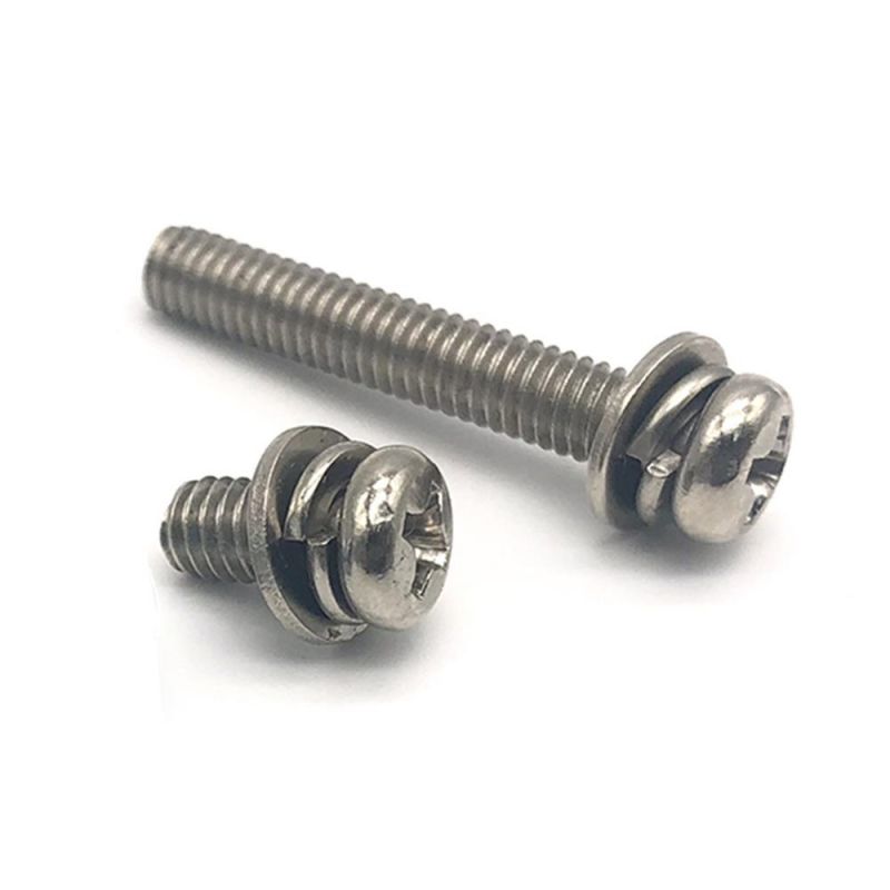 China Factory Screw and Flat Washers and Spring Washer Pan Head Machine Cross Screw Sems Combined Screws