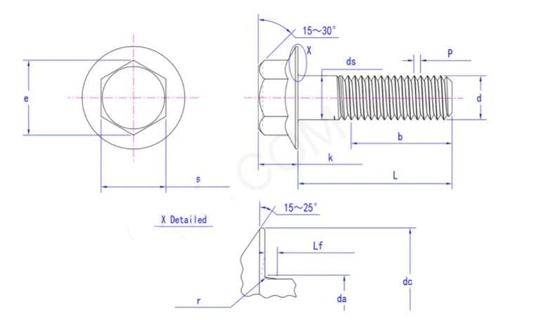 ISO15072 M25 M10 En1665 M27 M8 Hex Flange Bolt