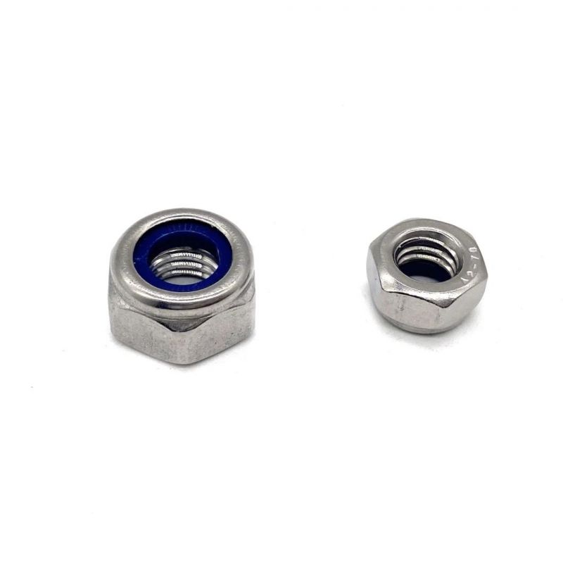Fasteners Manufacturers 304 316 Stainless Steel DIN 985 Hexagon Blue Nylon Insert Hex Lock Nut