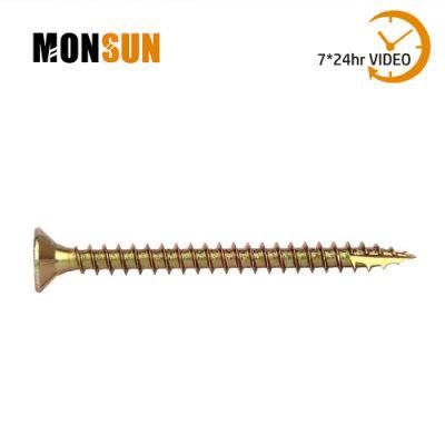 C1022 Yellow Gold Zinc Plating Cutting Point Type 17 U Thread Countsunk Head Particalboard Screw/Chipboard Screws