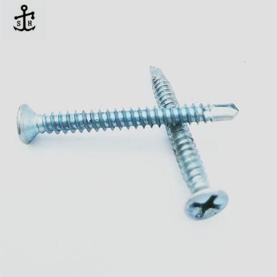 Carbon Steel DIN 7504 Cross Recessed Countersunk Head Drilling Screws with Tapping Screw Thread Made in China