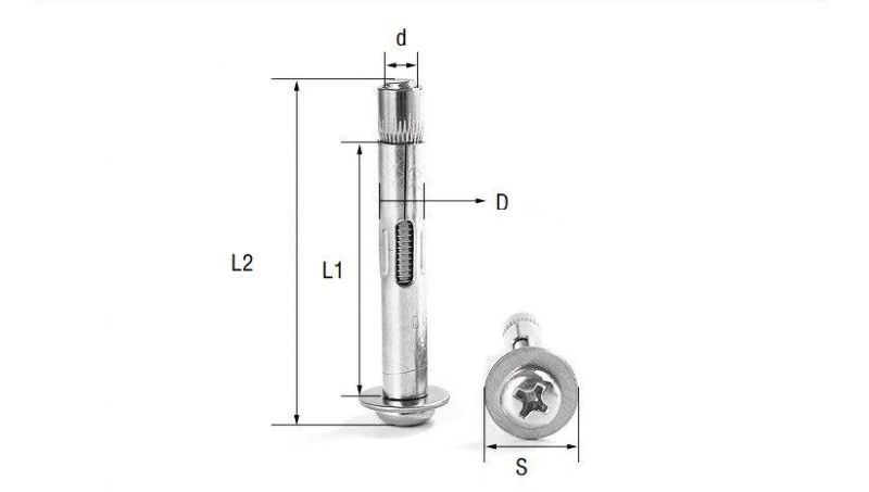 Stainless Steel Phillip Pan Head Expansion Anchor Bolt for Construction