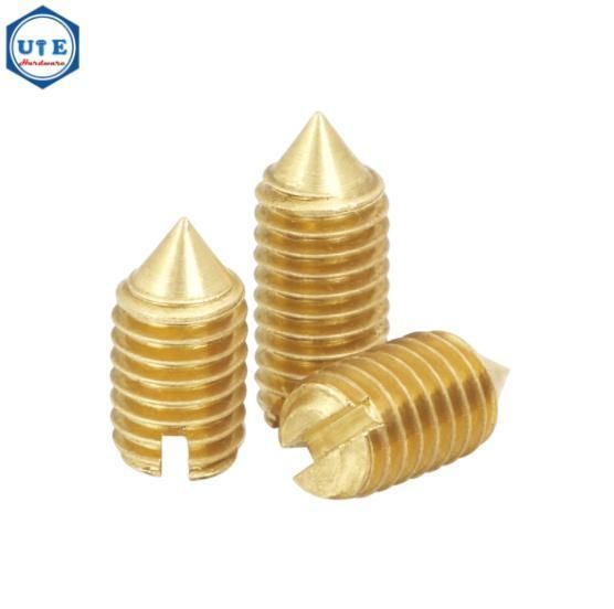 DIN553 Slotted Brass H59 Set Screws with Cone Point Slotted Tip Screw