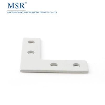 China Supplier Gray Power Coating 4 Hole 90 Degree Joining Plate for Aluminium Profile Extrusion Part