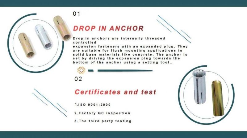 Eta CE Approval Drop-in Anchor in Zp Dac HDG