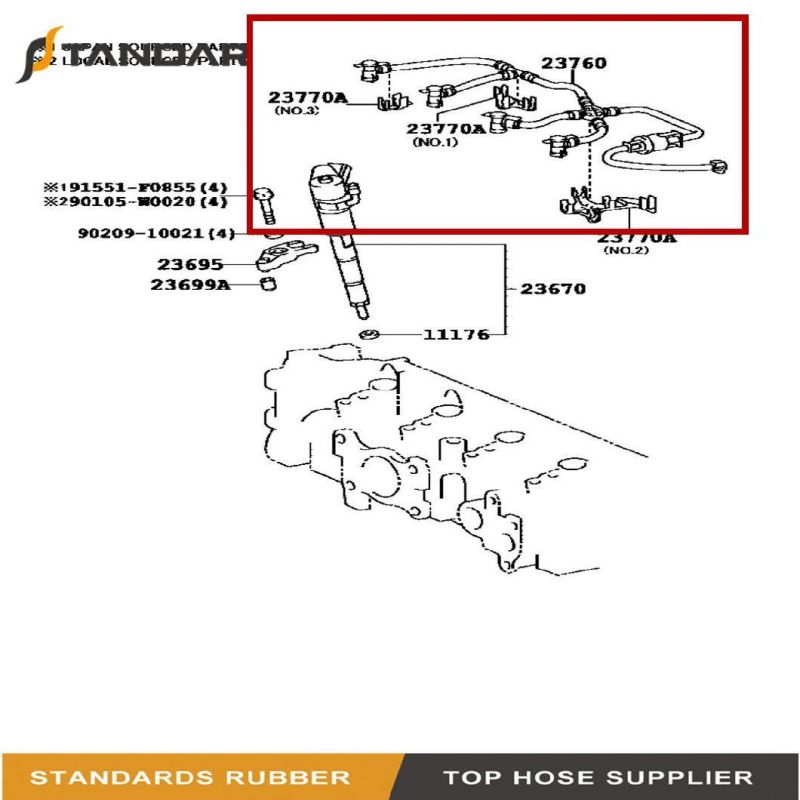 2376033030 Fuel Injection Nozzle Leakage Pipe Line Assembly for Toyota Corolla