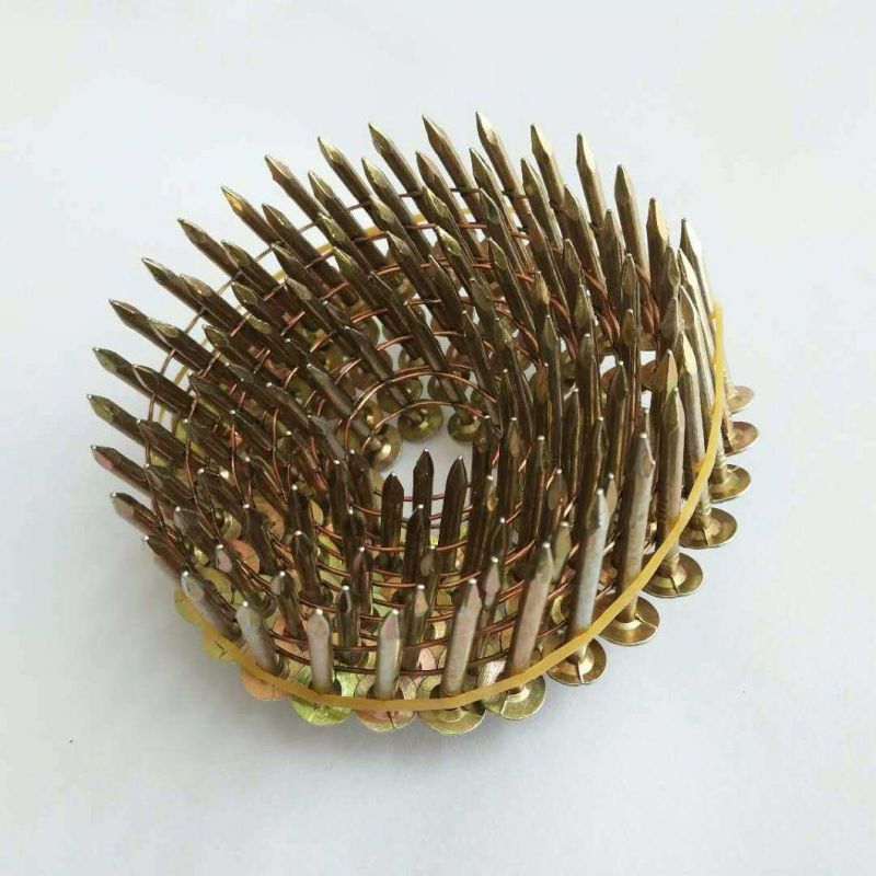 Yellow Zinc Plated Roofing Coil Nails for Canada/Us Market with High Quality Low Price