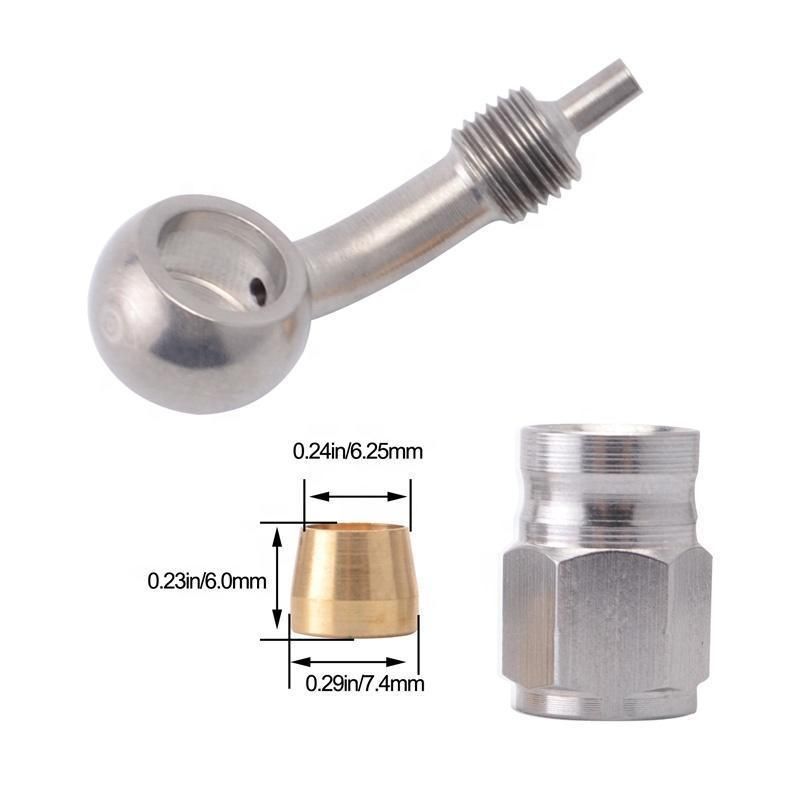 An3 Stainless Steel 45 Degree 10 mm Banjo Eye Brake Hose Fitting PTFE Ends Adapter for Auto Motor