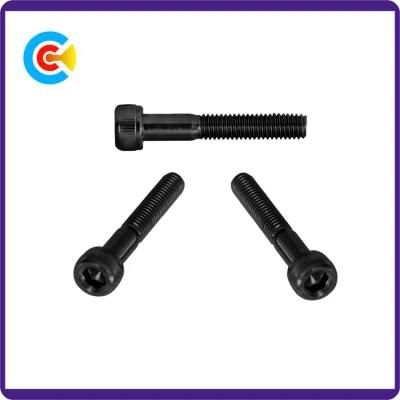 Black Zinc Carbon Steel M12 Hexagon Knurled Cheese/Cylindrical Head Screw