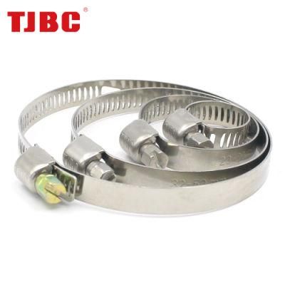 OEM&ODM 8mm Perforated Adjustable All Stainless Steel Small American Type Automotive Water/Gas/Oil Pipe Worm Gear Hose Clamp, 13-23mm