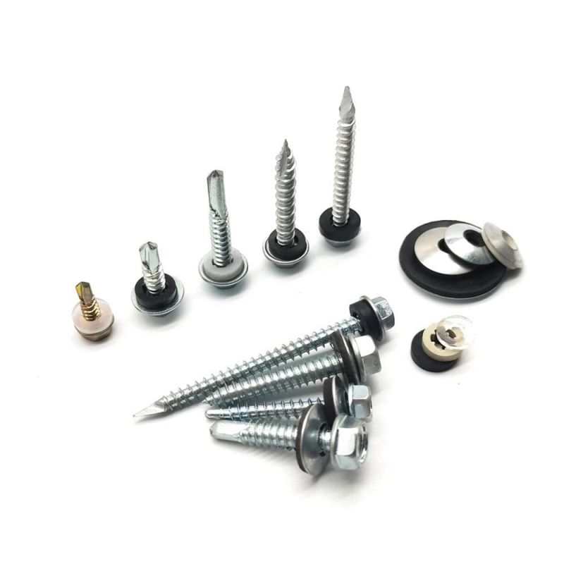 China Factory Galvanized Hex Self Drilling Screws for Wood Hexgon Self Drilling Screw with EPDM Washers