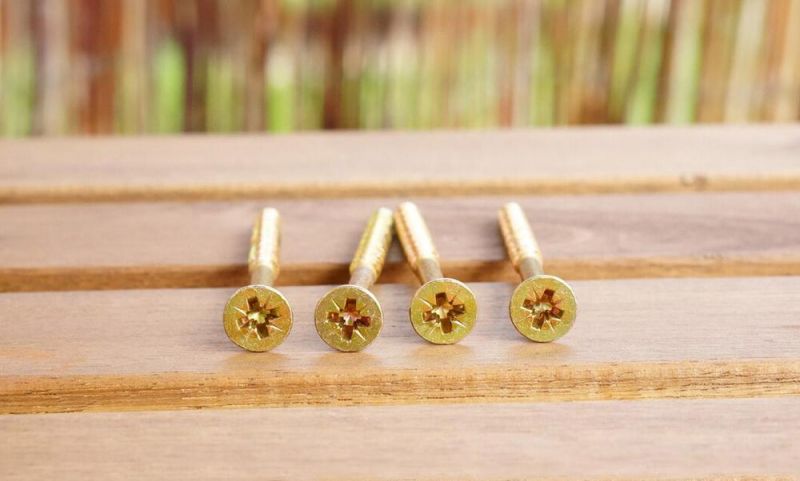 Yellow Zinc Pozidriv Double Countersunk Head Tapping Chipbaord Screw