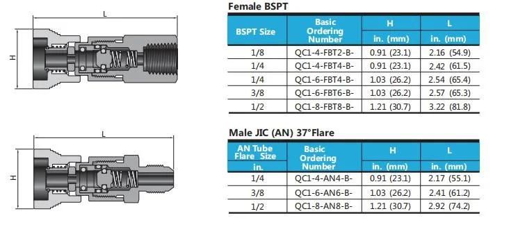 Hikelok Stainless Steel Brass Push Quick Connector Coupling