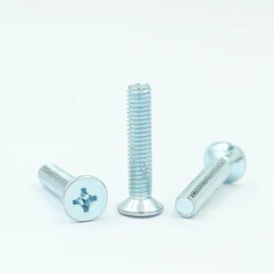 Biue Zinc Phillips Cross Flat Head Thread Metric Machine Screw