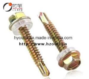 Yellow Zinc Plated Hex Flange Head Self Tapping/Drilling Screw with EPDM Washer