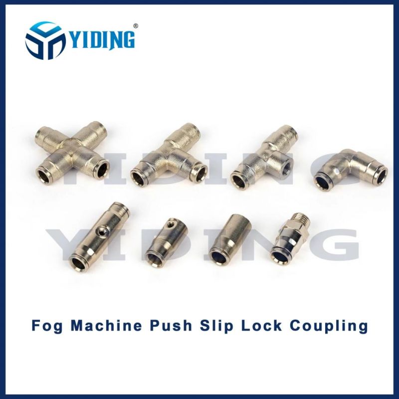 Misting Tee Push Slip Lock Fitting High Pressure Fogging Machine Slip Lock Tee Connector Brass Joint Fog Machine T Fitting Quick Slip T Joint Straight Fitting
