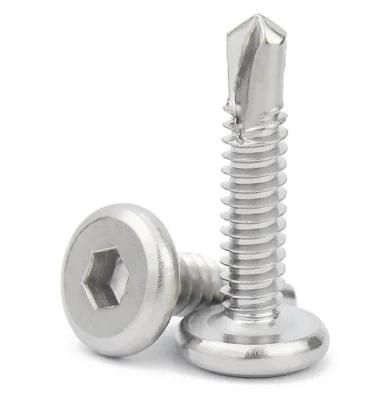 Stainless Steel Flat Head Hexagon Socket Drill Tail Screw Hexagon Dovetail Screw Guardrail Self Tapping Screw M10-M16