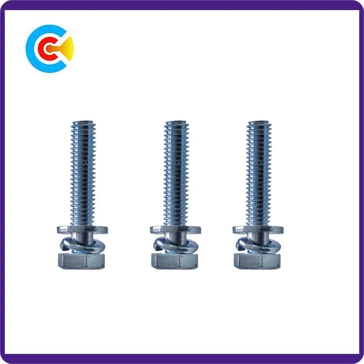 DIN/ANSI/BS/JIS Carbon-Steel/Stainless-Steel Cross Outside Hexagonal Electrical Equipment Shells Combination Screws