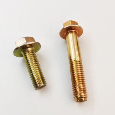 Motorcycle Parts Yellow Zinc Full/Half Thread High Quality DIN6921 Hex Flange Bolt
