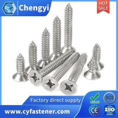 Stainless Steel SS304 SS316 DIN7981 DIN7982 Philips Pan Flat Countersunk Head Self-Tapping Screws