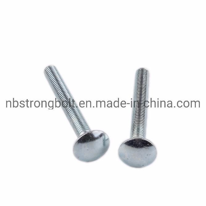 Round Head Square Neck Bolt, DIN603 Gr. 4.8 with White Zinc Plated Cr3+