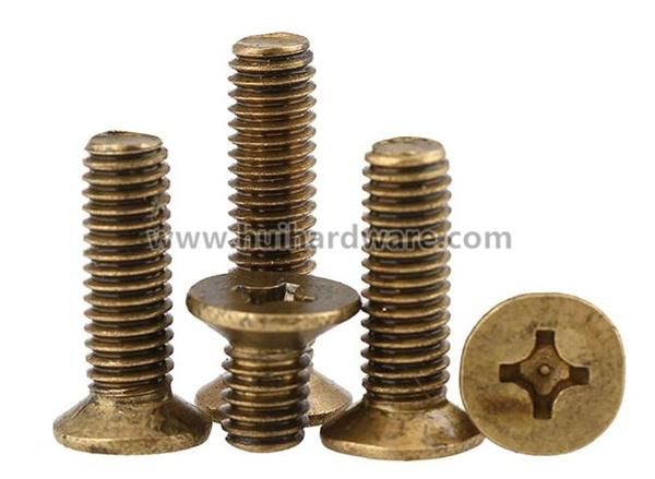 DIN965 Cross Recessed Countersunk Head Brass Screws