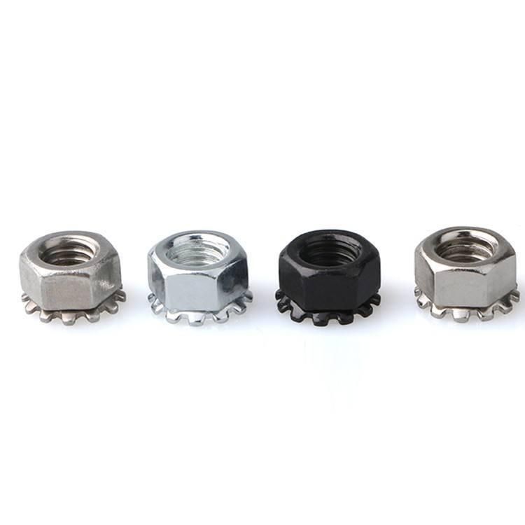 K Cap Hardware Stainless Steel Lock Nut Muti-Tooth Plastic M8 Rivet Cap Nut Stainless Steel 304 Hex Hexagon K Nut with Kep Teeth Washer K Lock Nut 304+420