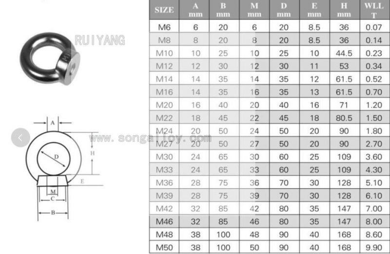 Stainless Steel 304 DIN580 Lifting Eye Bolt Ring Eye Bolt