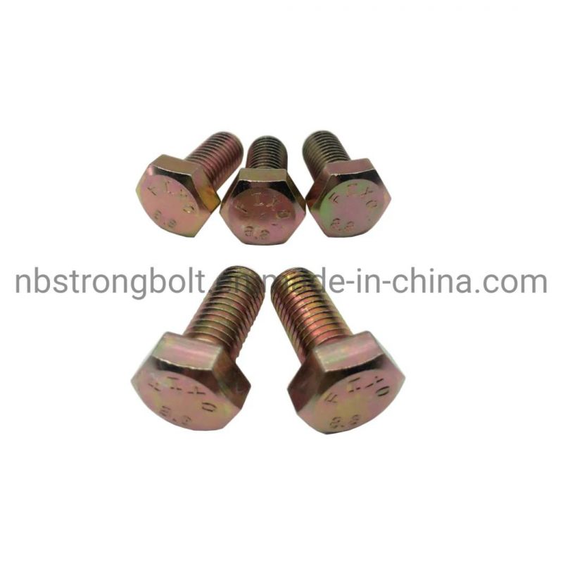DIN933 Manufacturer &Factory Hex Bolt Cl. 8.8 with Yellow Zinc