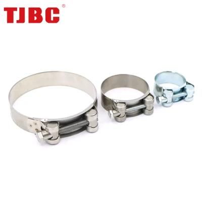 W1 Zinc Plated Steel Adjustable High Pressure European Type Heavy Duty Single Bolt Super Power Unitary Hose Clamp for Automotive, 214-226mm