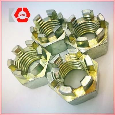 Hexagon Slotted Nuts with Yellow Zinc Plated
