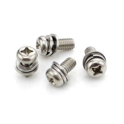 Galvanized Zinc Plated Plain Carbon Steel M2 M2.5 M3 M4 M5 M6 Phillips Pan Head Three Part Combination Sems Screws