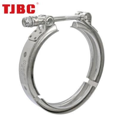 304 Stainless Steel Heavy Duty Quick Release V Band Clamps with Flanges for Automotive Exhaust Pipe, Working Area Custom-Made