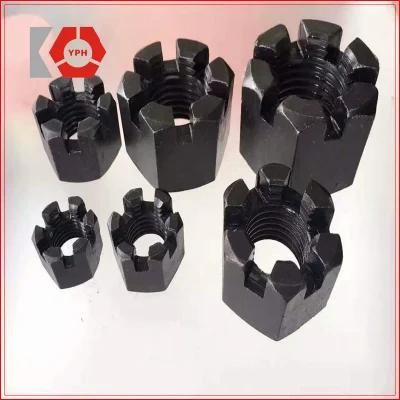 High Quality DIN 935 Hexagon Head Round Slotted Nut Black Stainless Steel Cheap