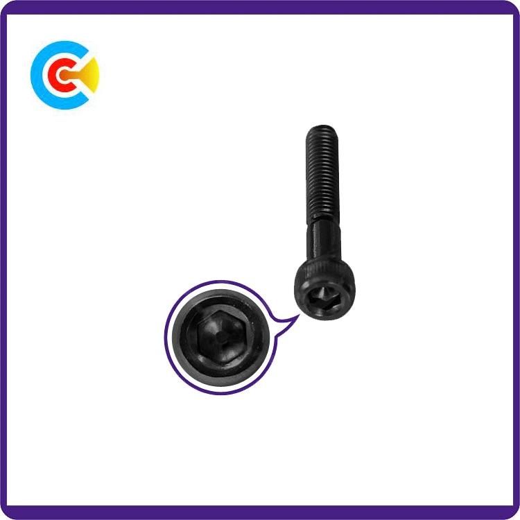 Black Zinc Carbon Steel M12 Hexagon Knurled Cheese/Cylindrical Head Screw