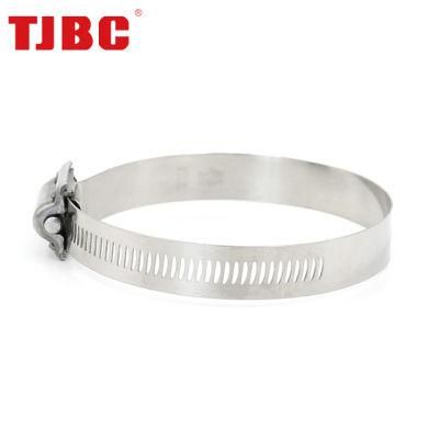 15.8mm Bandwidth Adjustable Perforated Worm Drive American Heavy Duty 304ss Stainless Steel Hose Clamp for Main Engine Plants, 159-181mm